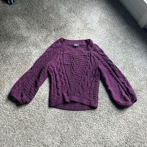 EUC Express Cable Knit Chenille Balloon Sleeve Sweater